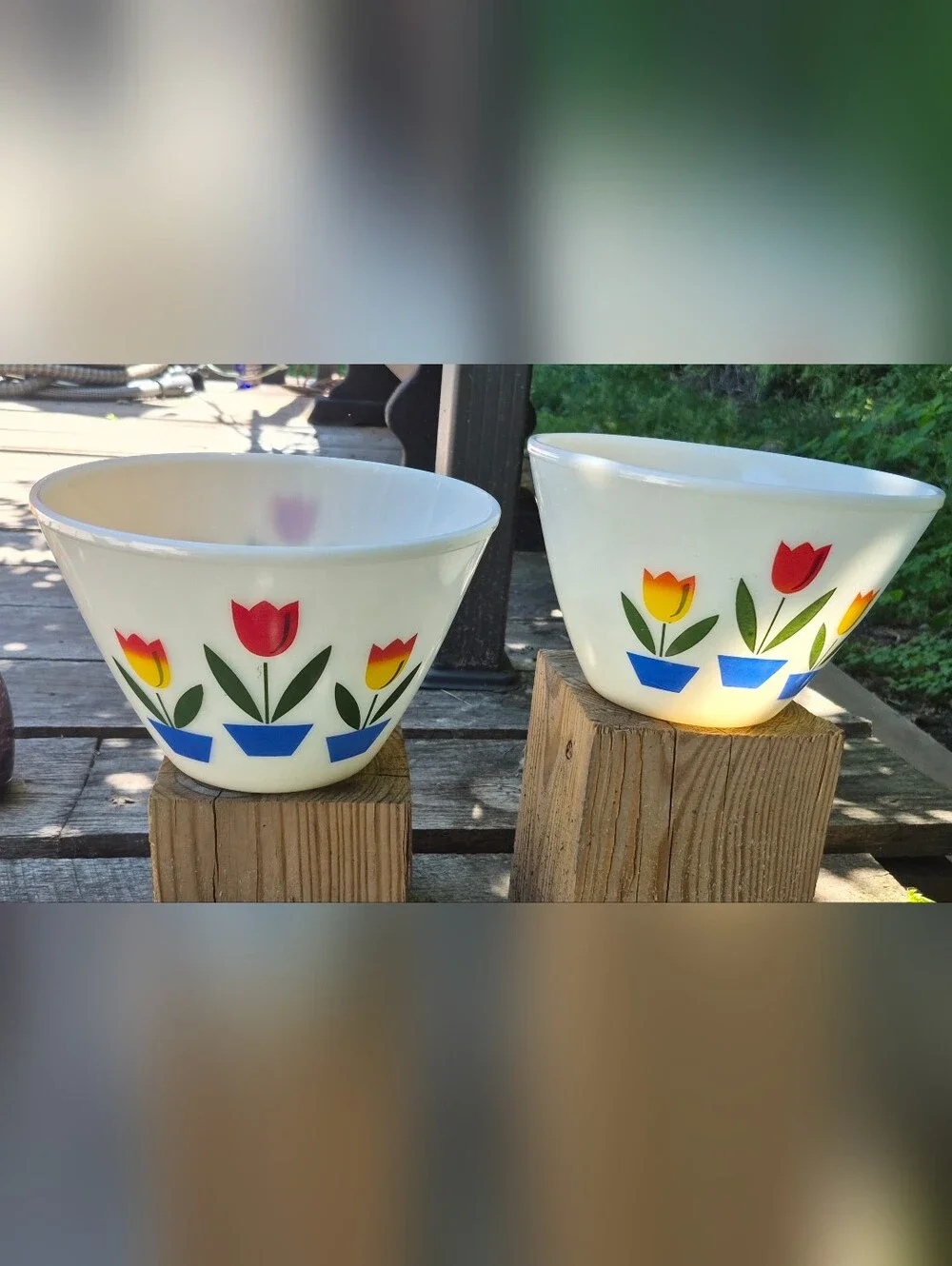 1940s Vintage Fire King Tulip Mixing/Nesting Bowls by Anchor Hocking Set of 2 - Picture 2 of 11